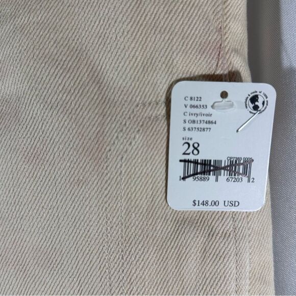 Free People Osaka Tie Dye Straight Leg Jeans Ivory Tan Combo Size 28 NWT - Picture 6 of 8